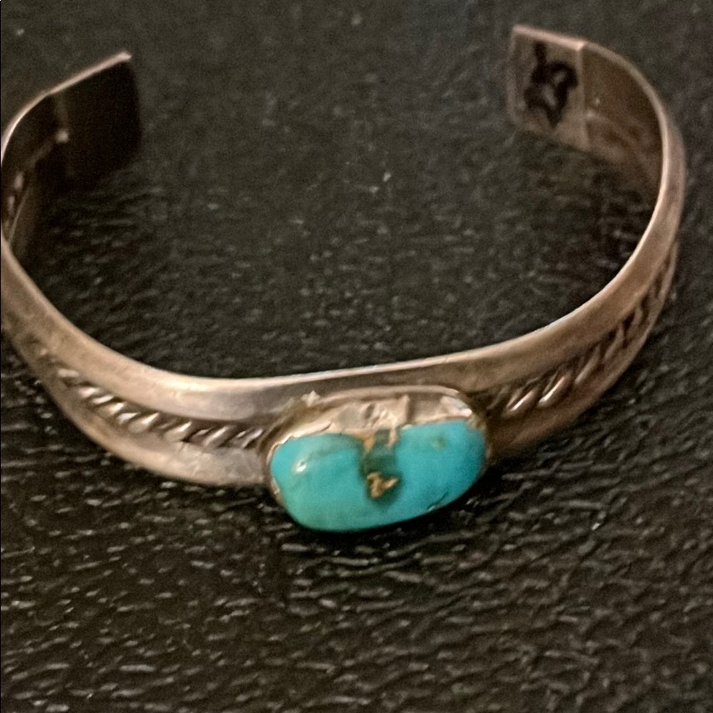 Native American turquoise and sterling silver with twisted wire cuff
